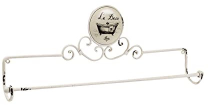 Biscottini Porta Asciugamani Bagno da Muro 71x9x28 cm - Salviette in Ferro Battuto - Asciugamano Bianco da Parete