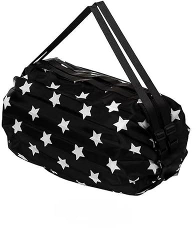 GIMIRO Multifunktionale Faltbare Tasche Reise Duffel Rucksack Handtasche Schultertasche Große Kapazität Einkaufstaschen Sport Fitness Taschen (Black/White Star)