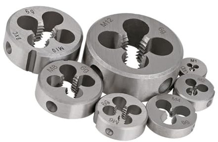 FEEIMOL Filiera Filettata Metrico M1-M20 Metallo Tonde Filiera Acciaio Legato Rotonda Filettatura Dadi Manuale Strumenti per Filettatura Esterna M1.2x0.25mm