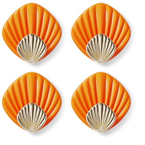 Emiif Muschel-Wandhaken, Handtuchhaken, Edelstahl, selbstklebende Haken für Küche (Orange), 4 Stück