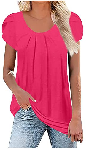 Tee Shirt Femme Tunique Femme Grande Taille T-Shirts à Manches Courtes Femme Top Femme Decollete Tunique Grande Taille Femme 54 Shirt Femme Vert Chemisier Vintage Tee Shirt Rose 4XL