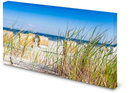 Magnettafel Pinnwand Bild Strandkorb Düne Meer See Natur Größe 80 x 60 cm