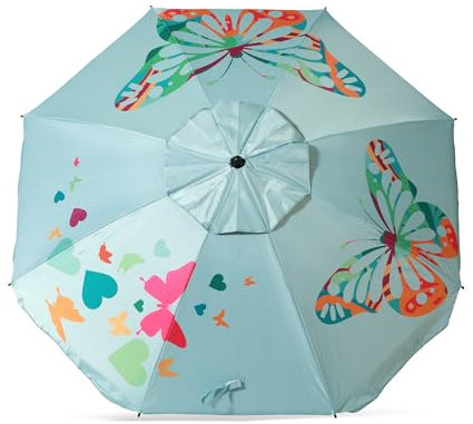 Atosa sombrilla de playa reclinable de aluminio modelo con upf 50+ celeste