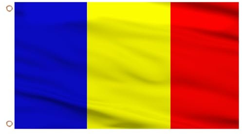 AhfuLife Rumänien Flagge 90 x 150 cm, 1 Stück Rumänische Fahne Leuchtenden Farben mit Messing-Ösen, Rumänien Fahne für 2025 1. Dezember Rumänischen Tag Olympische Haus Garten Party Bar Deko