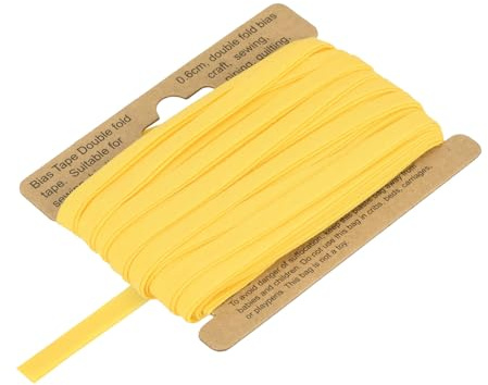 QUARKZMAN 6mm Baumwollköperband Baumwollband Saumband zum Nähen, Säumen, Quilten, Einfassen, Handwerk (Gelb 10 Yards)