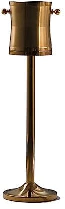 Cubo de Hielo Cubo de Hielo de 4 litros con Soporte Cubo de Vino de Doble Pared de Acero Inoxidable Dorado y Soporte para Soporte para Cerveza, Vino, champán y