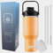Goodatech Borraccia Termica 32 oz, Acciaio Inossidabile, Senza BPA, Doppia Parete, Cannuccia Ribaltabile, Mantiene Bevande Calde e Fredde per 12 Ore, per Viaggi, Palestra e Ufficio (Arancione)
