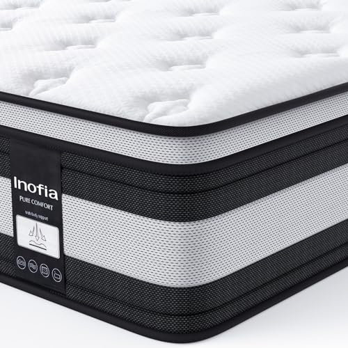 Inofia Matelas NidFrais 140x190 cm, épaisseur Matelas 28 cm H3/H4, 7 Zones ergonomiques, certifié Oeko-Tex, Matelas à Ressorts ensachés en Coton Biologique, essai de 100 Nuits.