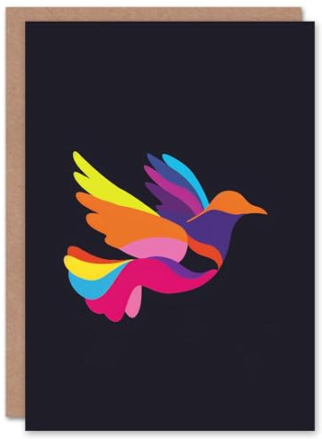 Artery8 Peace Love Dove in Flight Graphic Colourful Blank For Him Or Her Art Birthday Card