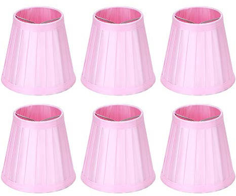 6 Pièces Petits Abat-jour, Abat-jour à Ampoule E14 de Remplacement pour Lampes de Table, Lampadaires, Petits Abat-jour à Clipser pour Appliques Murales Rose Clair avec Rides