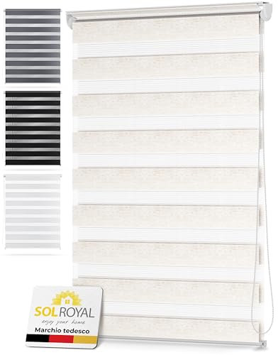 Sol Royal Doppelrollo 65 cm breit DL2 – Doppelrollo Klemmfix ohne Bohren 65x150 cm – Fensterrollo Innen Rollos für Fenster ohne Bohren – Sicht & Sonnenschutz Duo Rollo Fenster Rollos für Innen Leinen