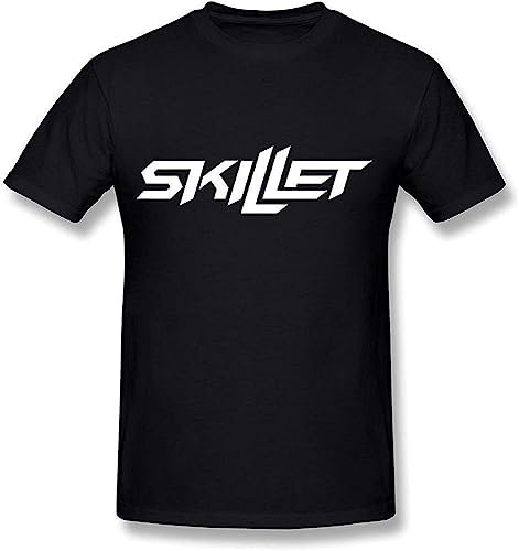 JIANG82LEI Men's Skillet Band Logo T-Shirt (Large)