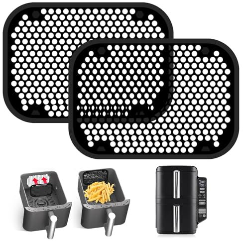 2 Pièces Grille Anti Projection pour Air Fryer Ninja Double Stack XL SL400EU Et SL300EU, Réutilisable Plat Moule Silicone Air Fryer Accessoires Air Fryer Pour Airfryer Ninja Double Stack XL