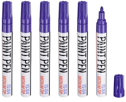 sourcing map 6pcs Paint Marker Pens Quick Dry Waterproof Permanent Oil Based Paint Markers for Wood Metal Plastic Canvas Glass Mug Rock Painting, Purple