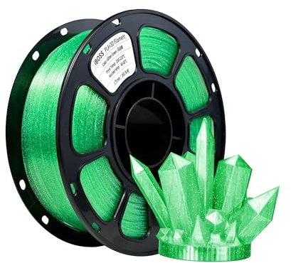 iBOSS Sparkle PLA+Filament 1,75mm Glitzer Grün Transparent 1kg(2,2 Pfund)+/- 0,02mm,Stark und langlebig Glänzendes 3D-gedrucktes Filament(Glitter Green)
