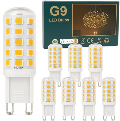 Ugvmn G9 LED Leuchtmittel 3W Warmweiß 2700K, 580LM GU9 LEDs Birne entspricht 40W Halogenlampe,Kein Flackern G 9 LED Glühbirne,Lampe G9 Enegiesparende, Nicht Dimmbar, 8er Pack