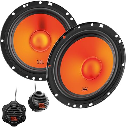 JBL Stage1 GEN2 62CF – 6.5 Inch (165mm) 2-Way Component Car Speakers – 80W RMS – 240W Peak – Set of 2 Woofers + 2 Tweeters Audio – With Grilles – Compact Fit – OEM Upgrade
