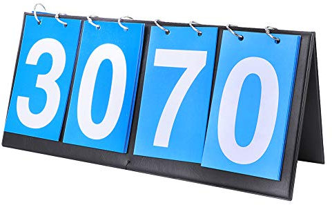 Alomejor Anzeigetafel 4-Ziffer-Score-Keeper Sportwettbewerb Display mit Hellen Farbplatten Doppelseitige Zahlen für Tischtennis Basketball Badminton Volleyball