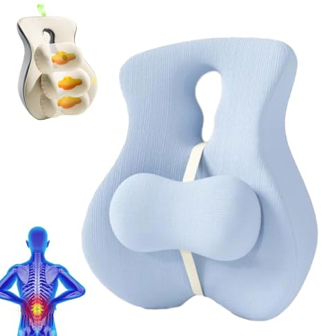 Générique Lumbraze, Lumbar Support Cushion, Ergonomic Mid Back Cushion Lumbar Support with Adjustable Slider, for Seat, Office Chairs, Gaming Chairs, Back Cushions (Blue)