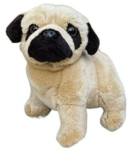 SMJWH Süßes Mops-Plüschtier, faltiges Stofftier, weiche Mops-Puppe for, realistisches Kuscheltier als Haustier, Geburtstagsgeschenk for Jungen und Mädchen.(Standing Posture)