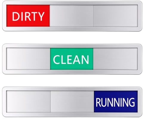 3 Status Dishwasher Sticker Clean Dirty Dishwasher Running Sign, Silver Adhesive Dishwashers Cleaning Symbol Sticker, Works on All Dishwashers, Non-Scratching, 3 Options Easy to Switch