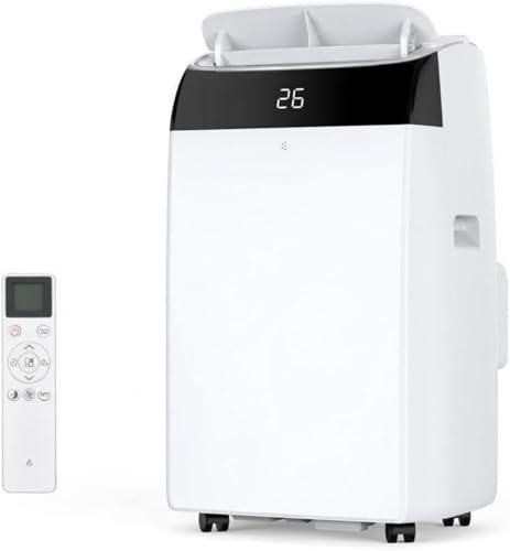 10000 BTU Portable Air Conditioner 3-in-1, Cool Fan Dry for Rooms 37-46m², 48dB Quiet Sleep Mode, 24h Timer, Remote Control, 3 Speeds, 30L/Day Dehumidifier for Home Office Bedroom, White