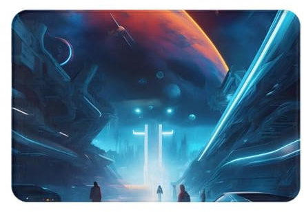chenfandi Science Fiction Future Front door mat, stain-resistant, suitable for bathrooms, living rooms, and garages, 60 x 40 cm.