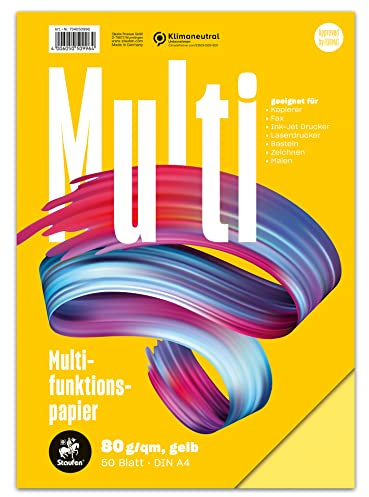 Staufen Style Multifunktionspapier - DIN A4, 50 Blatt, Farbe: gelb, 80g/m² Qualitätspapier, 1 Stück