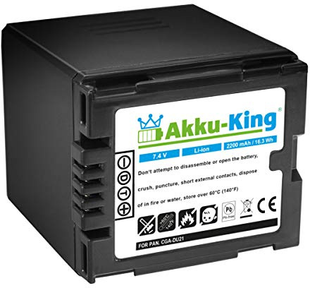 Akku-King Akku kompatibel mit Panasonic CGA-DU21 NV-GS250 NV-GS150 NV-GS140 NV-GS75 - HITACHI BZ-BP14S - Li-Ion 2200mAh