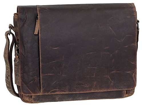Greenland Nature Montana Messenger Bag Laptop Umhängetasche Schultertasche Leder braun 110-25