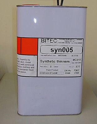 Synthetic Thinner 5L For Paint And Primer 5 Litre Fast Air Dry Thinners FP