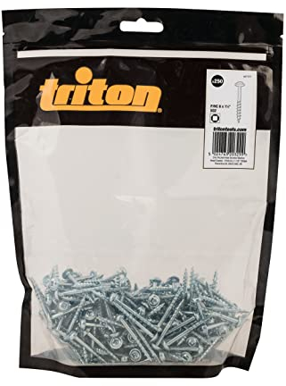 Triton 447177 - Viti a foro tascabile zincate con testa a disco e filettatura grossa, 8 x 1 1/2, confezione da 250 pezzi, colore: Argento