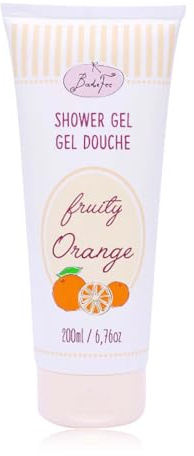 BadeFee - Duschgel Fruity Orange 200 ml vegane & milde Pflege-Dusche für ein fruchtiges Duscherlebnis, Showergel Mikroplastikfrei, ohne Parabene & Silikone, vegan & Tierversuchsfrei, Made in Germany