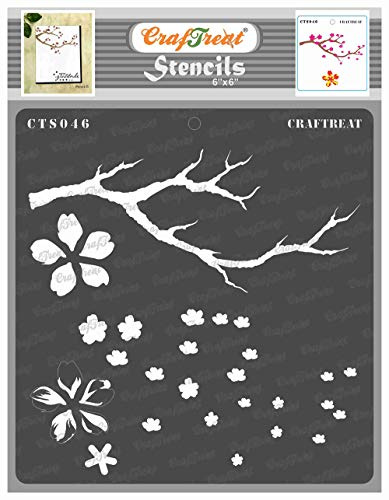 CrafTreat Pochoirs à fleurs réutilisables pour peindre sur bois, murs et carrelage – Fleur de cerisier – 15,2 x 15,2 cm – Pochoirs d'art et d'artisanat pour peindre des fleurs