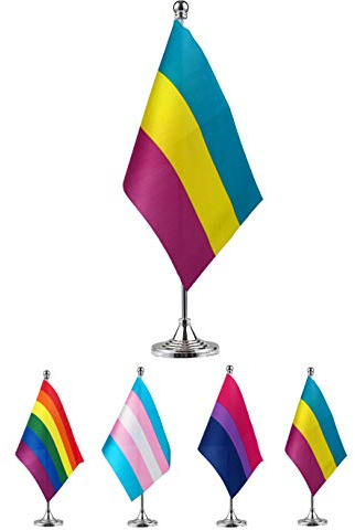 GentleGirl. USA Pansexuelle Tischflagge LGBT Stick Kleine Miniatur Pansexuelle Regenbogenflagge Büro Tischflagge mit Standfuß, Pansexuelle Regenbogenflagge Stolz und Stolz Thema Party Dekoration