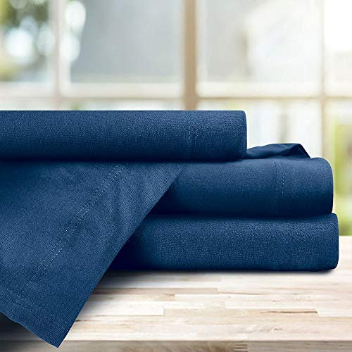 Baltic Linen Bettwäsche-Set aus Jersey-Baumwolle, Marineblau