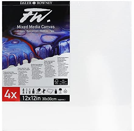 Daler-Rowney FW Leinwand, 30,5 x 30,5 cm, mittlere Körnung, 10 mm tief, 4 Stück, ideal für professionelle Künstler
