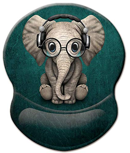 ITNRSIIET Tapis de Souris Ergonomique,avec Support de Repose-Poignet en Gel,Tapis de Souris Gaming pour Ordinateur Portable, Bureau, Antidérapant Imperméable,Éléphant Mignon