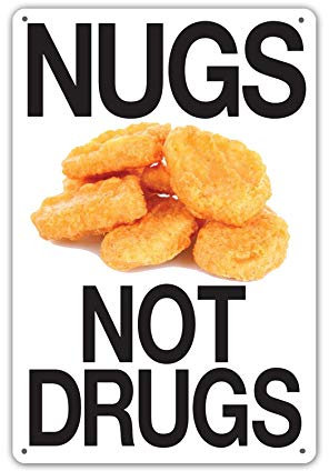 HomDeo Weinkeller-Poster, Garage, Blechschild, Nugs Not Drugs, Wanddekoration, Kunst, Zimmer, Geschäft, Metallschilder, 20,3 x 30,5 cm