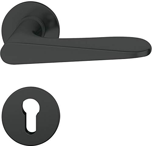 FSB Türbeschlag 1144 | Türgriff auf Flachrosette PZ, 38-42 | schwarz matt
