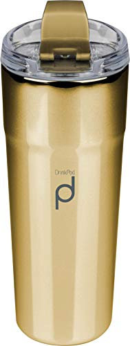 DrinkPod Stainless Steel Reusable Coffee Tumbler, Metallic Gold, 500ml