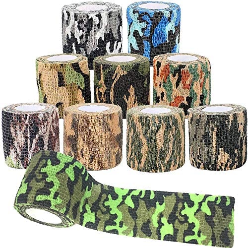 ZoneYan Camouflage Tape Wrap, Wrap Camouflage Selbstklebender, Camo Tape Stoff, Kein Kleber Camouflage Tape, Kann für Die Jagd Auf Camping Fahrrad Kameras Verwendet 5cm*4m (10 Bände)