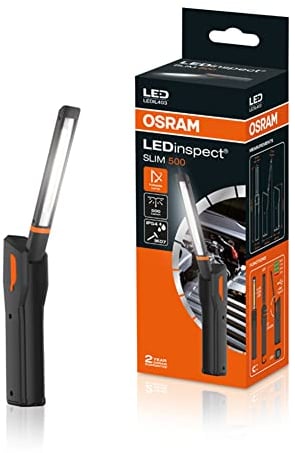 OSRAM LEDIL403 LEDinspect SLIM 500, Ispezione, 6000K, Luce di Lavoro a LED Ricaricabile, Magnetica, Flessibile, Include Gancio
