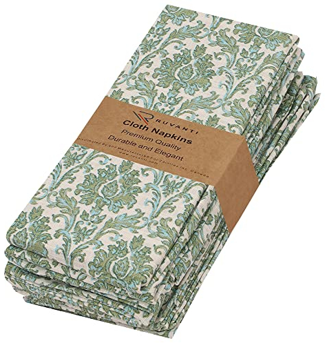 RUVANTI Stoffservietten, 6 Stück, 100% Baumwolle, 45,7 x 45,7 cm, weich, saugfähig, Servietten für Partys, Hochzeiten, Abendessen – Off Tone