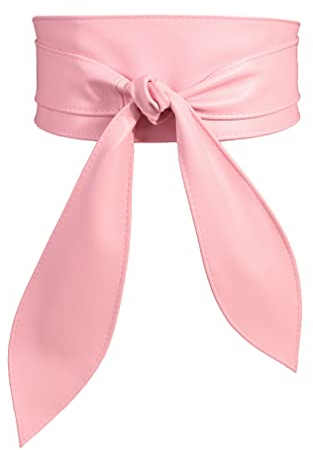 Maeau Cintura Larga in Pelle da Donna Rosa Cintura Obi per Vestito Cinturoni Ecopelle Similpelle Ampia Morbida Cinturono Fusciacca Fascia con Fiocco a Vita Alta Annodata Nodo L