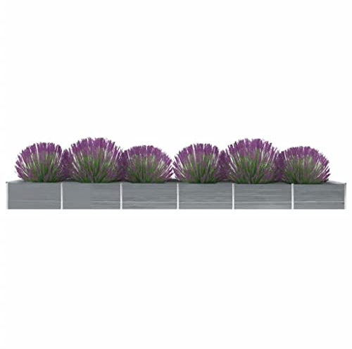 WIFESE Lit SuréLevé De Jardin Acier Galvanisé 600x80x45 Cm Gris Jardinieres Exterieur Jardiniere Bois Jardiniere Balcon Carré Potager Bacs ã Fleurs Rectangulaire