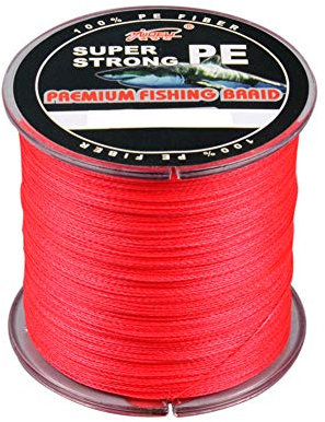 Amur Leopard Geflochtene Angelschnur 4 Fach 300m PE Super Starke Geflochtene Schnüre Bissfeste Abriebfest, Rot, 4.0#/0.32mm/22.6kg
