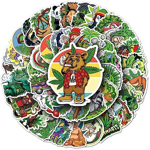 Bric Dodo 100Stück Weed Aufkleber Laptop Wasserflaschen Telefon Skateboard Auto Fahrrad Motorrad Cartoon Anime Vinyl Stickers WasserdichtDecals für Jugendliche Kinder Erwachsene…