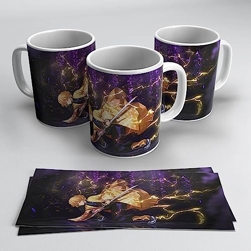 Regalo de Kimetsu no Yaiba Taza para fans de la serie Demon Slayer imagen de Zenitsu Agatzuma | Cerámica 355ml