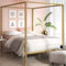 Zinus Patricia Double Canopy Bed frame - Bed 135x190 cm - 36cm Height with underbed storage - Metal Canopy bed with steel slat support - Gold
